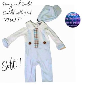 NWT 2pc 👶HARRY & VIOLET boys set 6-9M w/ matching hat